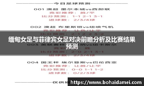 缅甸女足与菲律宾女足对决前瞻分析及比赛结果预测